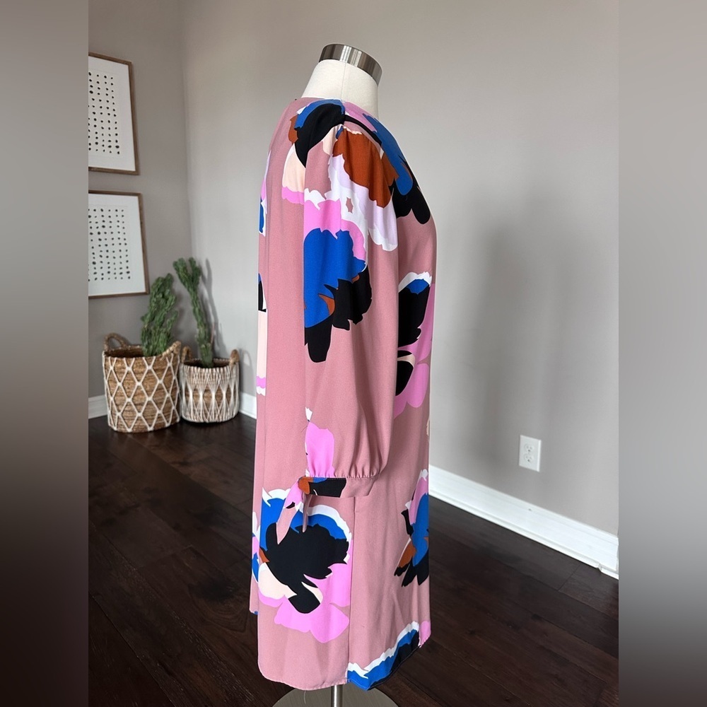 A New Day x Target Abstract Floral Mod MCM Sheath Long Sleeve Dress Mauve Large - Picture 2 of 9